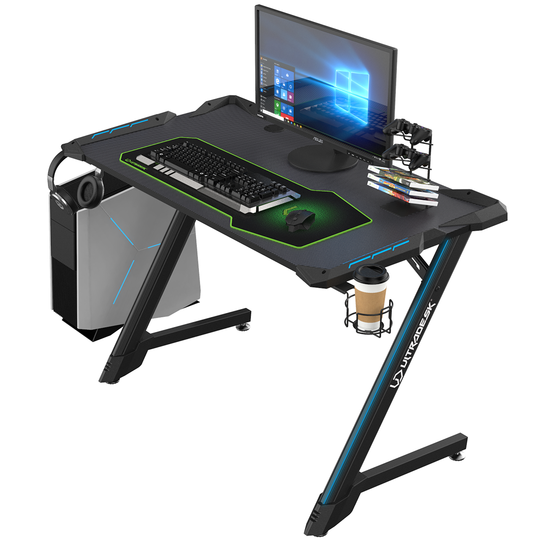 Ultradesk BOOSTER - Gaming Desk with LED RGB Prismatic, Extensions