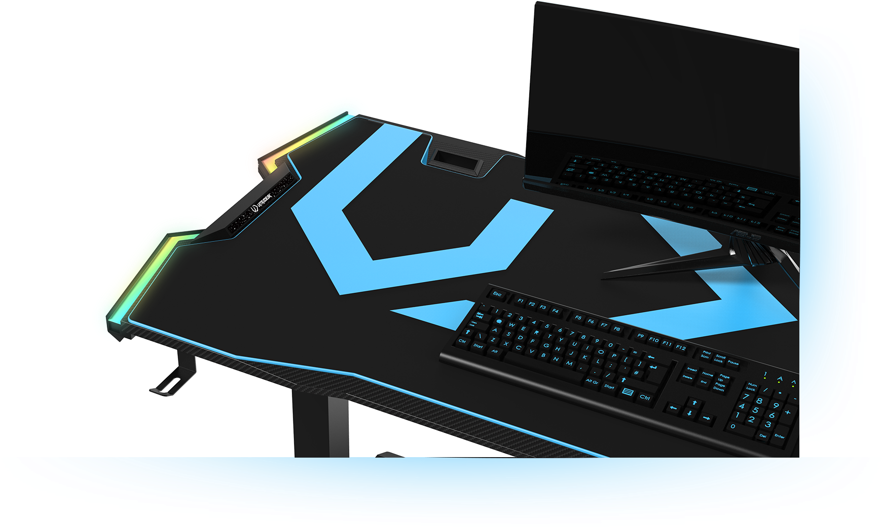 Ultradesk FORCE - Gaming desk, LED RGB Prismatic, Height adjustment