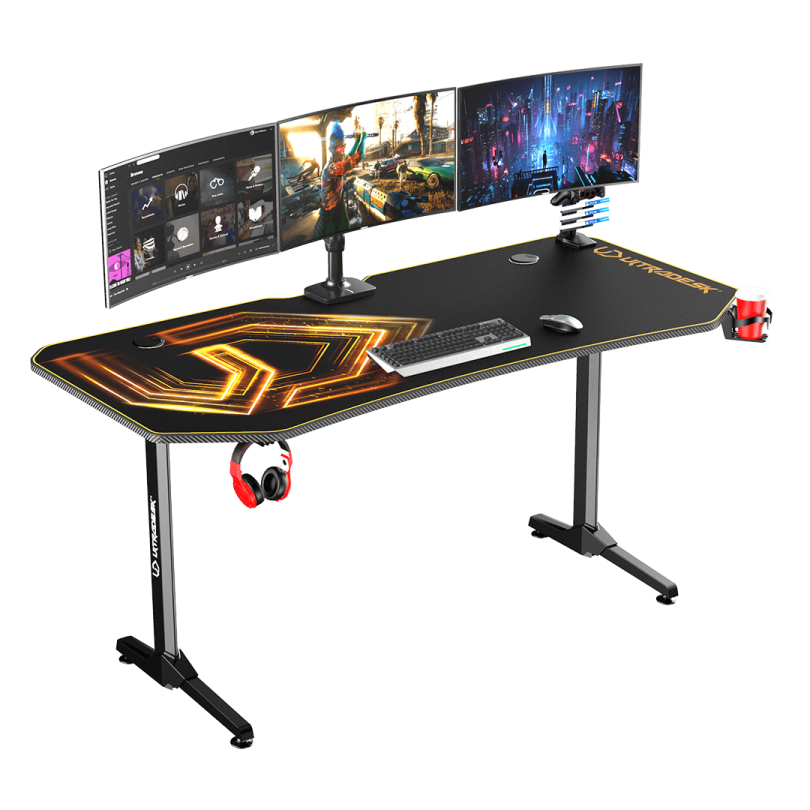Ultradesk MOMENTUM - Large computer desk with XXL mouse pad