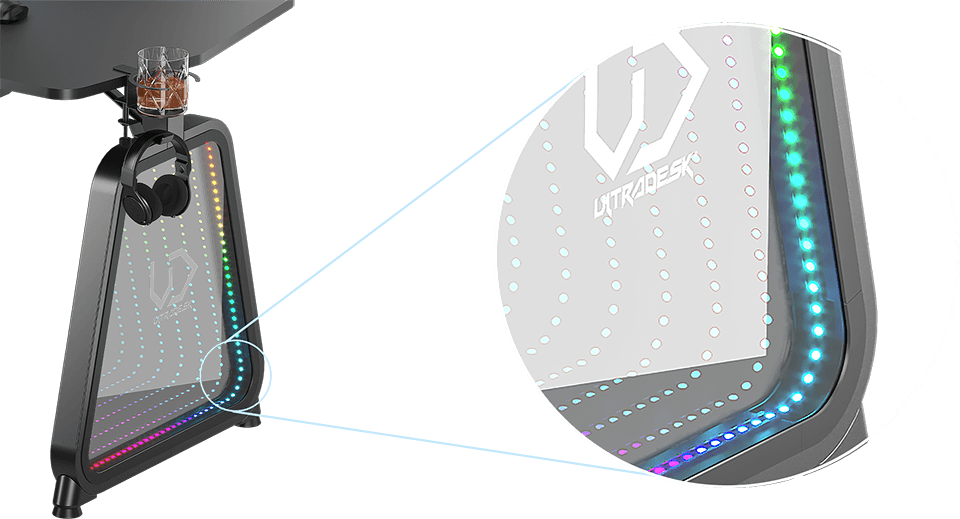 Ultradesk BOOSTER - Gaming Desk with LED RGB Prismatic, Extensions